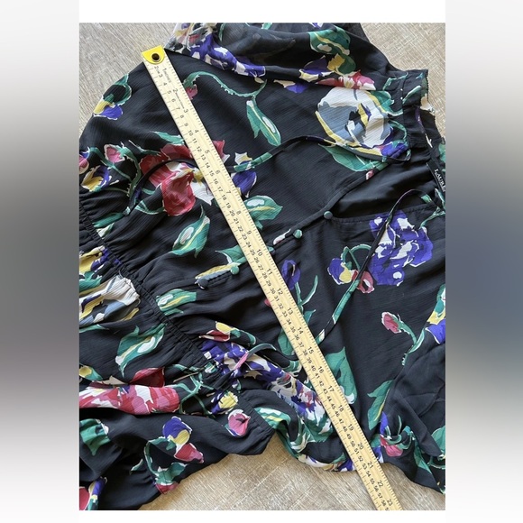 Lauren Ralph Lauren $165 Floral Crinkle Georgette Dress sz 12 Black Label NEW - Picture 11 of 16